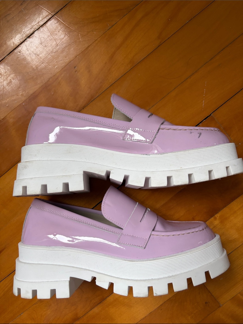 L'INTERVALLE Pastel Pink Patent Platform Loafers - Picture 2 of 5